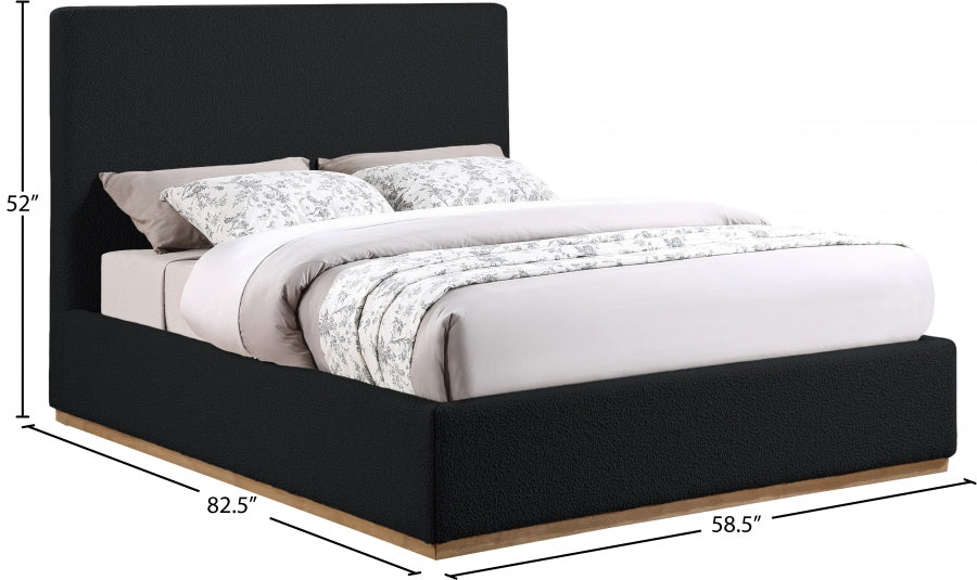 Monaco Boucle Fabric Full Bed Black - MonacoBlack-F