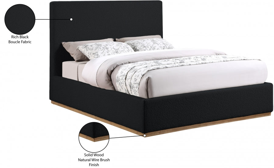 Monaco Boucle Fabric Full Bed Black - MonacoBlack-F