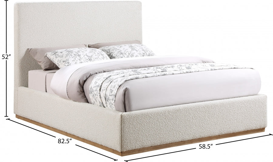 Monaco Boucle Fabric Full Bed Cream - MonacoCream-F