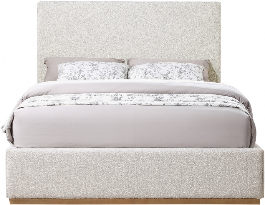 Monaco Boucle Fabric Full Bed Cream - MonacoCream-F