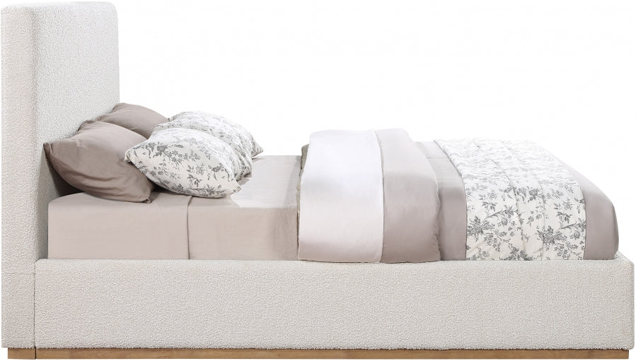 Monaco Boucle Fabric Full Bed Cream - MonacoCream-F