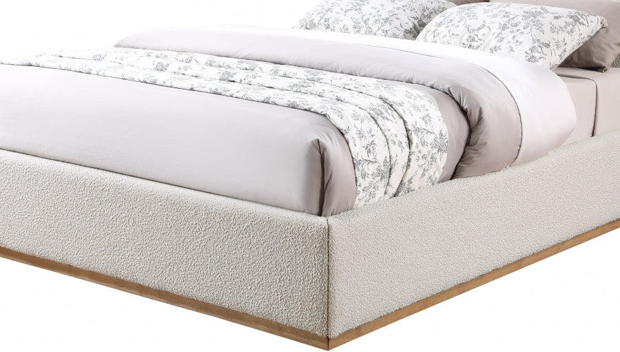 Monaco Boucle Fabric Full Bed Cream - MonacoCream-F