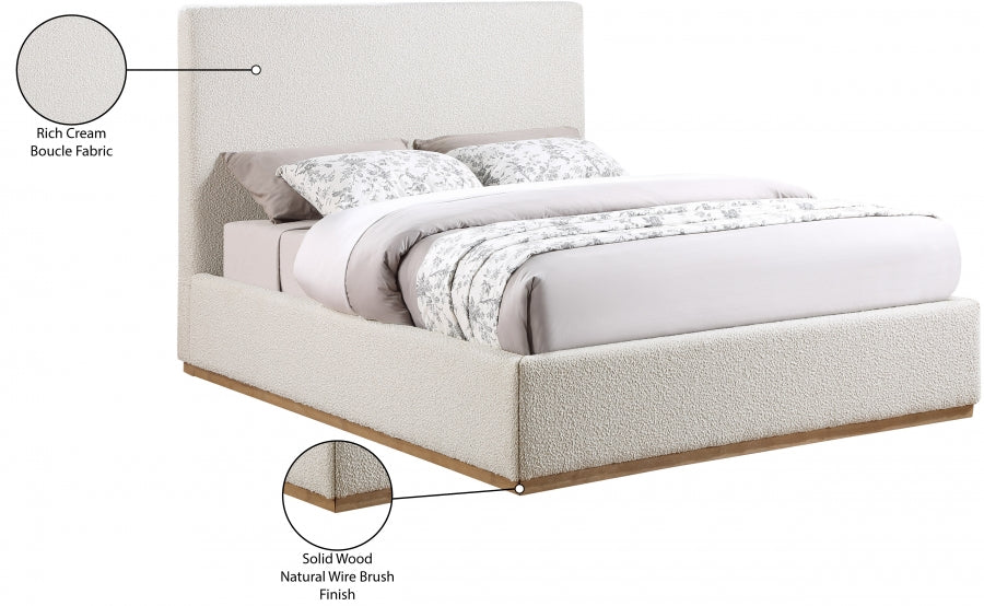 Monaco Boucle Fabric Full Bed Cream - MonacoCream-F