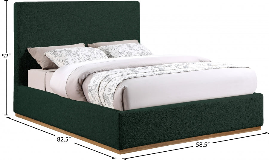 Monaco Boucle Fabric Full Bed Green - MonacoGreen-F