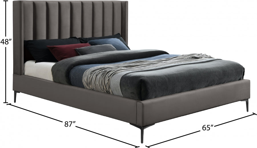 Nadia Velvet Queen Bed Grey - NadiaGrey-Q