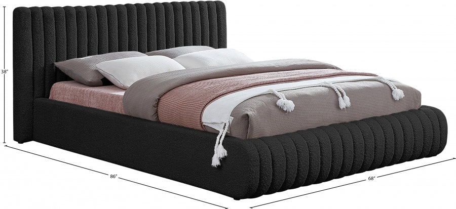 Nash Boucle Fabric Full Bed Black - NashBlack-F