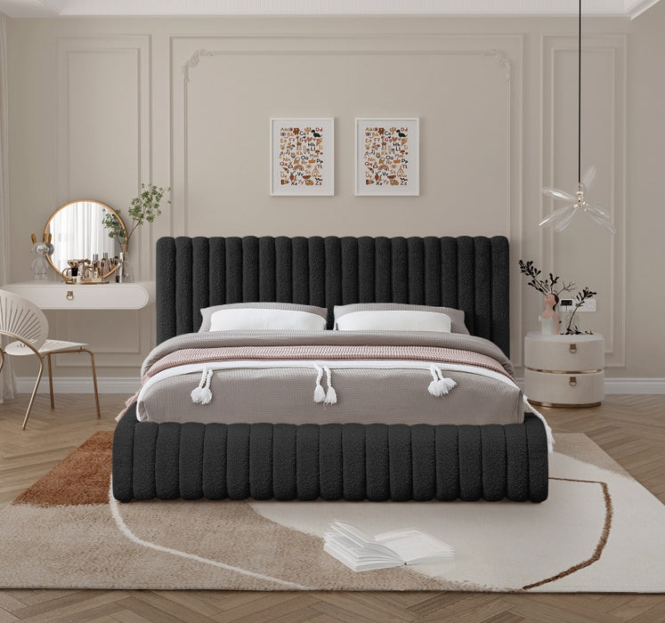 Nash Boucle Fabric Full Bed Black - NashBlack-F