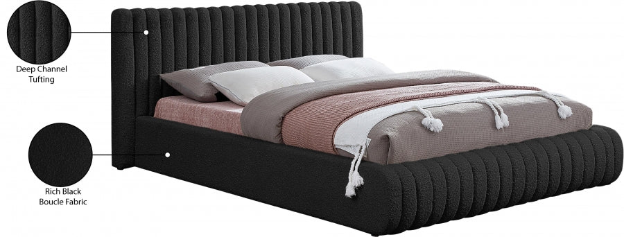 Nash Boucle Fabric Full Bed Black - NashBlack-F