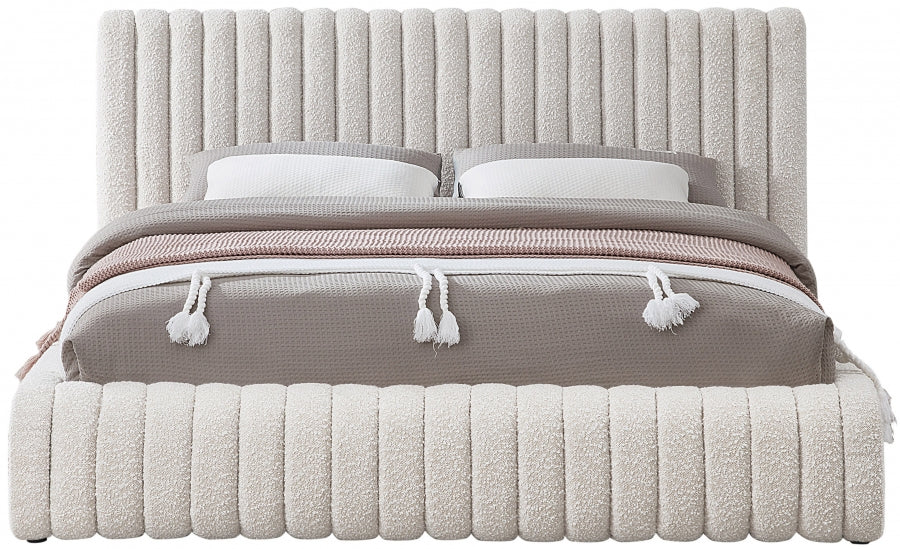 Nash Boucle Fabric Full Bed Cream - NashCream-F