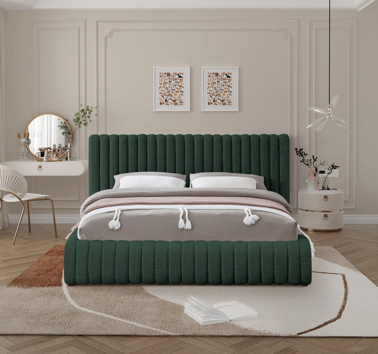 Nash Boucle Fabric Full Bed Green - NashGreen-F