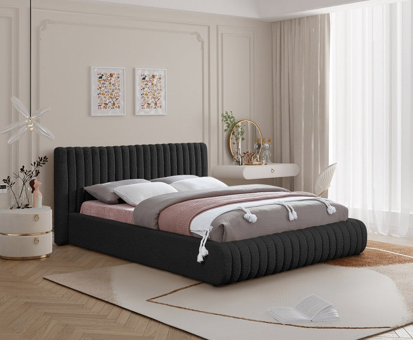 Nash Boucle Fabric King Bed Black - NashBlack-K