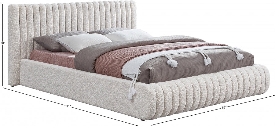 Nash Boucle Fabric King Bed Cream - NashCream-K