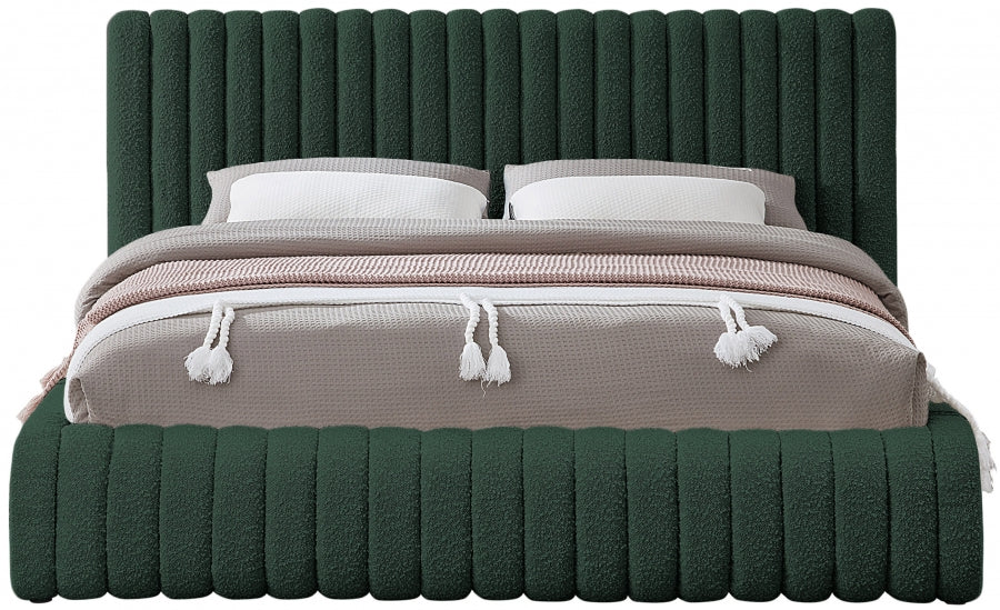 Nash Boucle Fabric King Bed Green - NashGreen-K