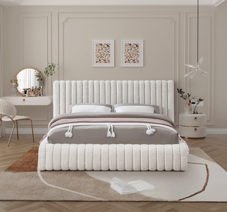 Nash Boucle Fabric Queen Bed Cream - NashCream-Q