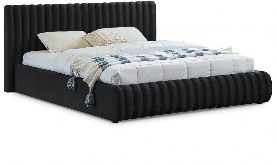 Nico Velvet Full Bed Black - NicoBlack-F