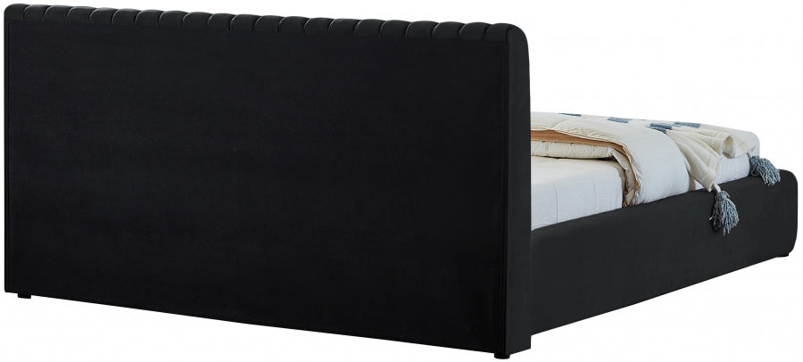 Nico Velvet Full Bed Black - NicoBlack-F