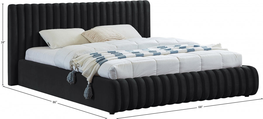 Nico Velvet Full Bed Black - NicoBlack-F