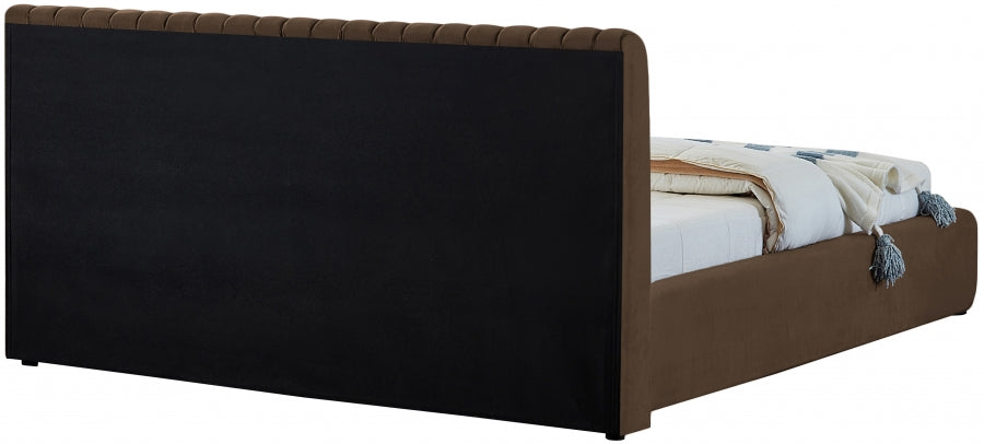 Nico Velvet Full Bed Brown - NicoBrown-F