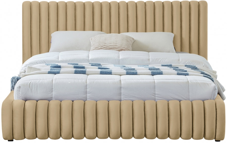 Nico Velvet Full Bed Camel - NicoCamel-F