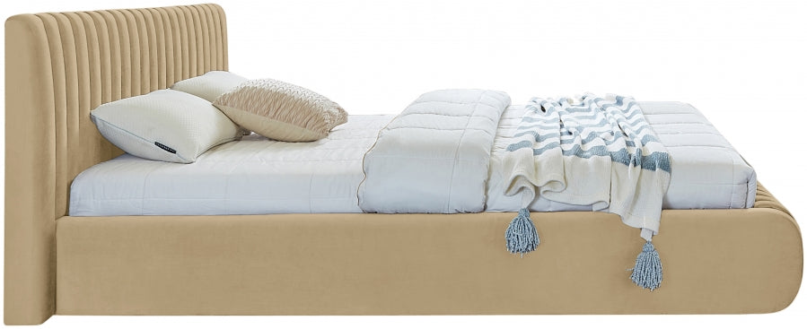 Nico Velvet Full Bed Camel - NicoCamel-F