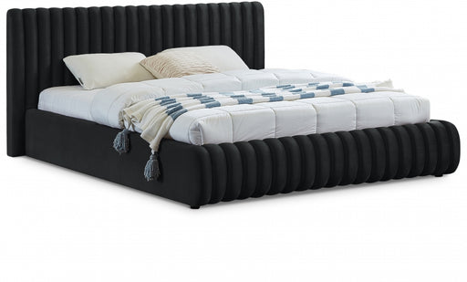 Nico Velvet King Bed Black - NicoBlack-K