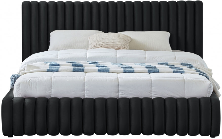 Nico Velvet King Bed Black - NicoBlack-K