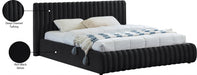 Nico Velvet King Bed Black - NicoBlack-K