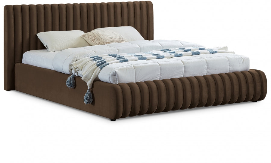 Nico Velvet King Bed Brown - NicoBrown-K