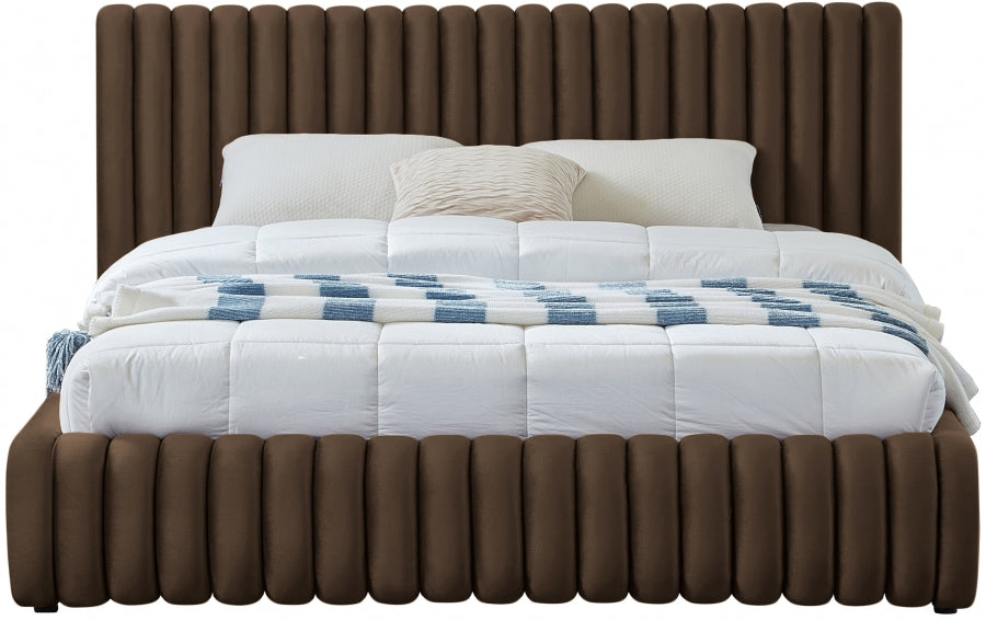 Nico Velvet King Bed Brown - NicoBrown-K