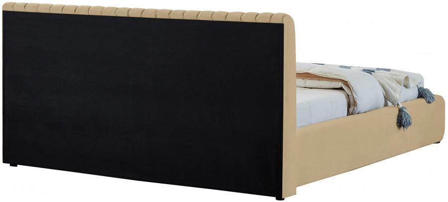 Nico Velvet Queen Bed Camel - NicoCamel-Q