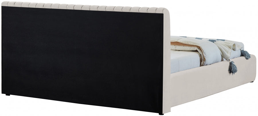 Nico Velvet Queen Bed Cream - NicoCream-Q