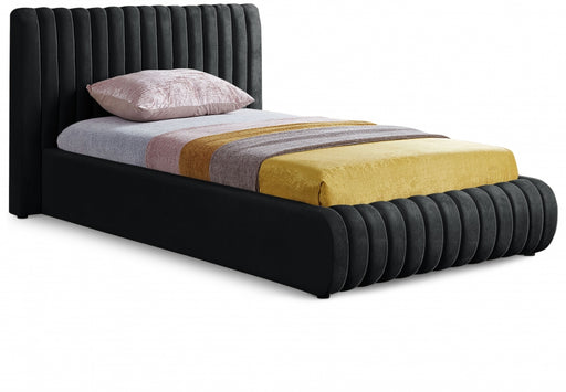 Nico Velvet Twin Bed Black - NicoBlack-T