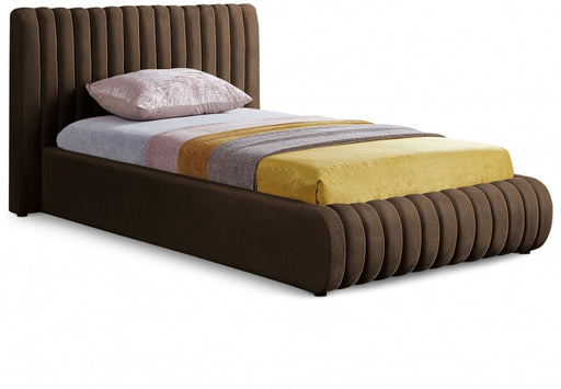 Nico Velvet Twin Bed Brown - NicoBrown-T