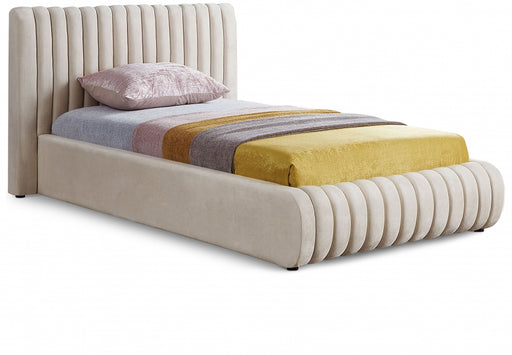 Nico Velvet Twin Bed Cream - NicoCream-T