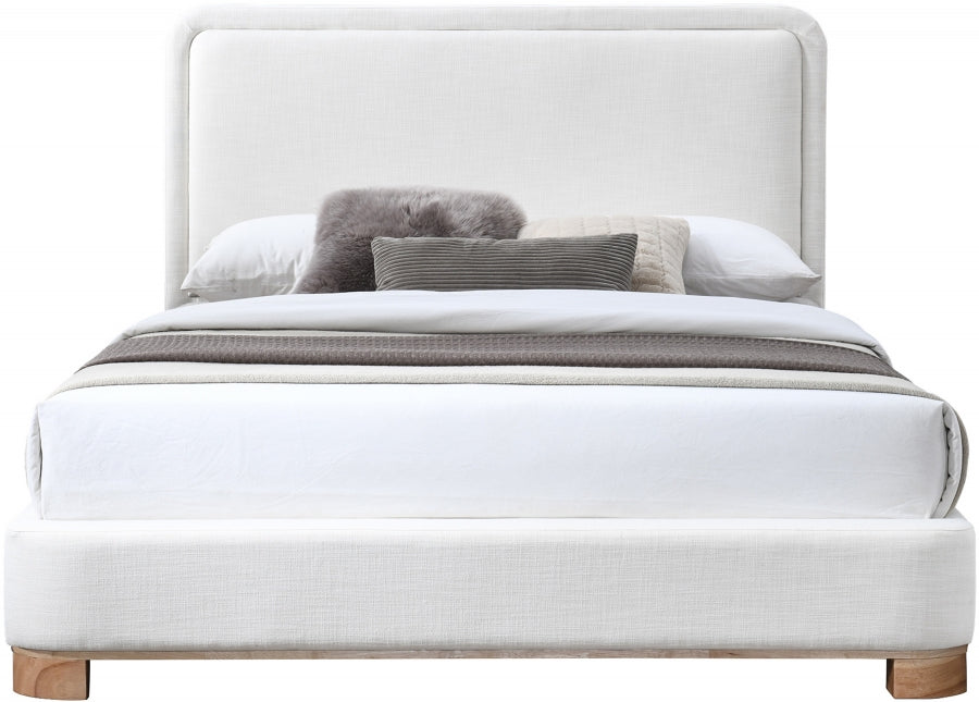 Nolita Linen Textured Fabric King Bed Cream - B1201Cream-K