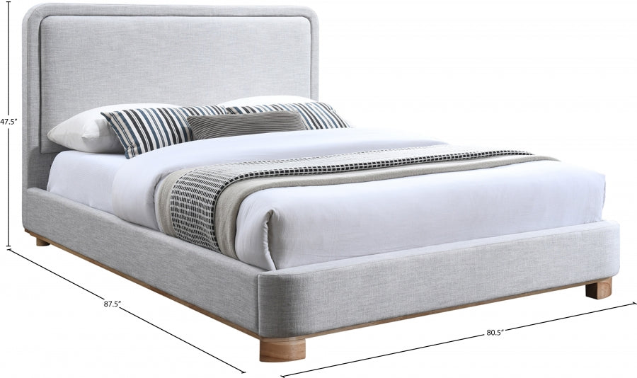 Nolita Linen Textured Fabric King Bed Grey - B1201Grey-K