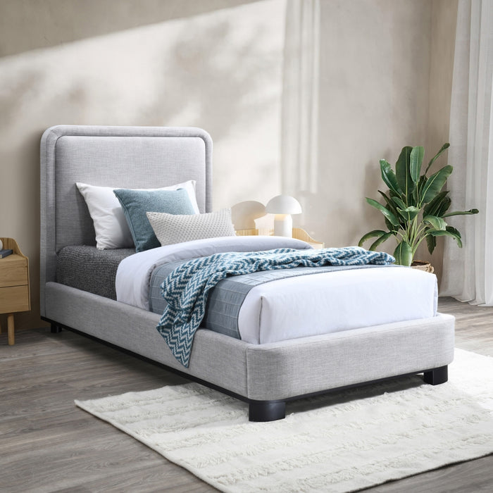 Nolita Linen Textured Fabric Twin Bed Grey - B1202Grey-T