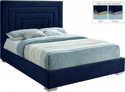 Nora Velvet Full Bed Blue - NoraNavy-F