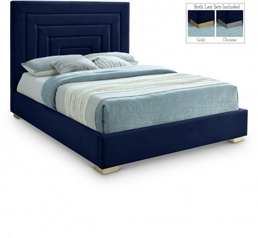 Nora Velvet Full Bed Blue - NoraNavy-F