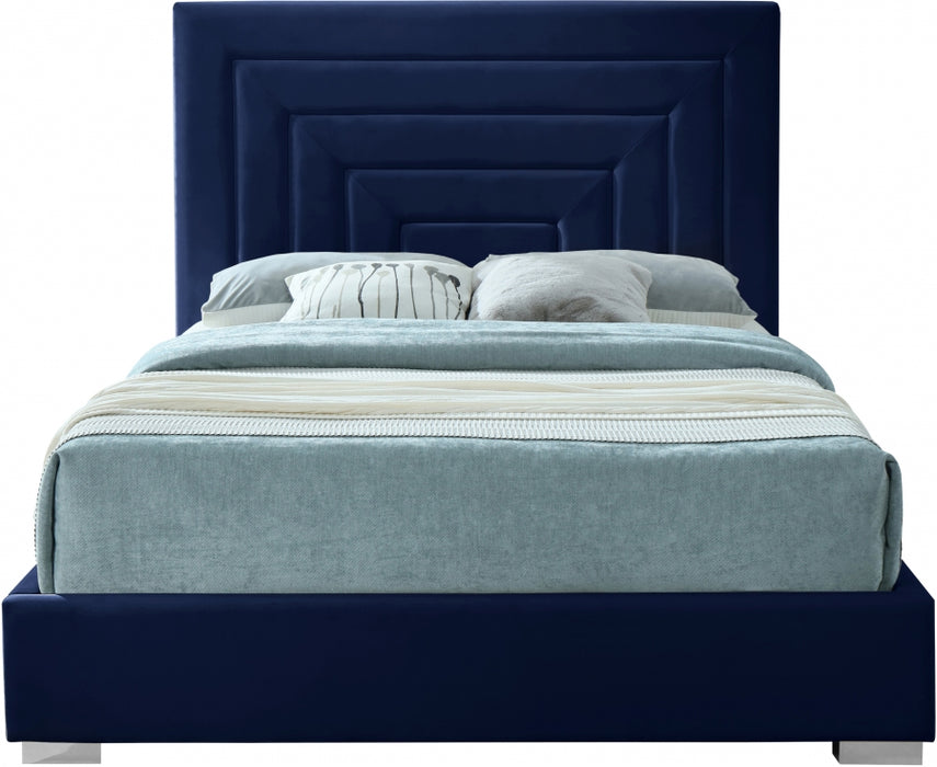 Nora Velvet Full Bed Blue - NoraNavy-F