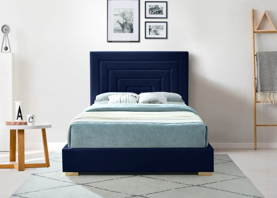 Nora Velvet Full Bed Blue - NoraNavy-F