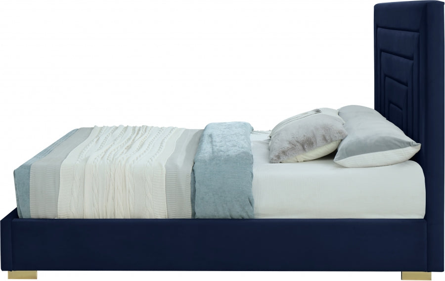 Nora Velvet Full Bed Blue - NoraNavy-F