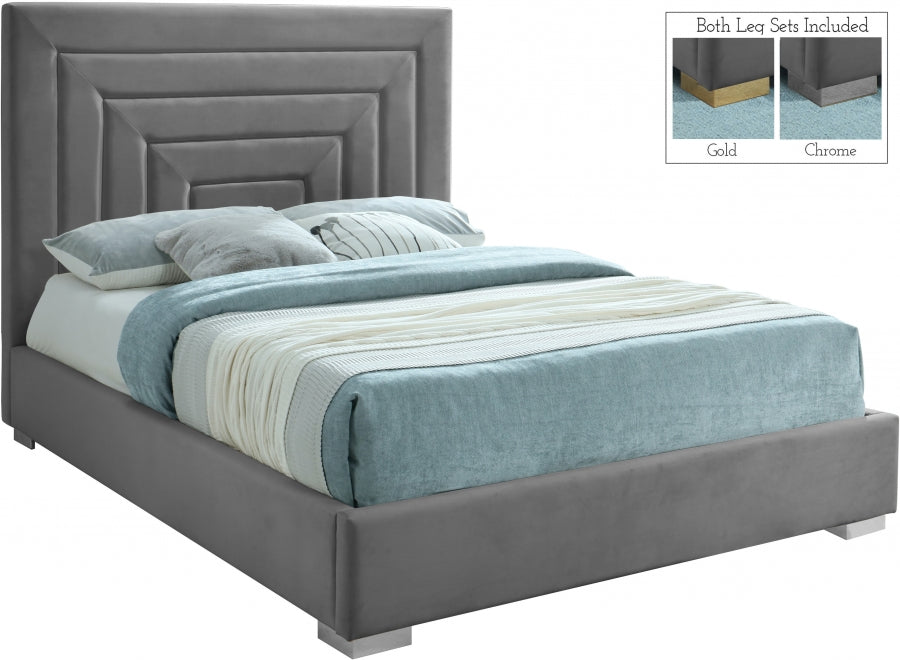 Nora Velvet Full Bed Grey - NoraGrey-F