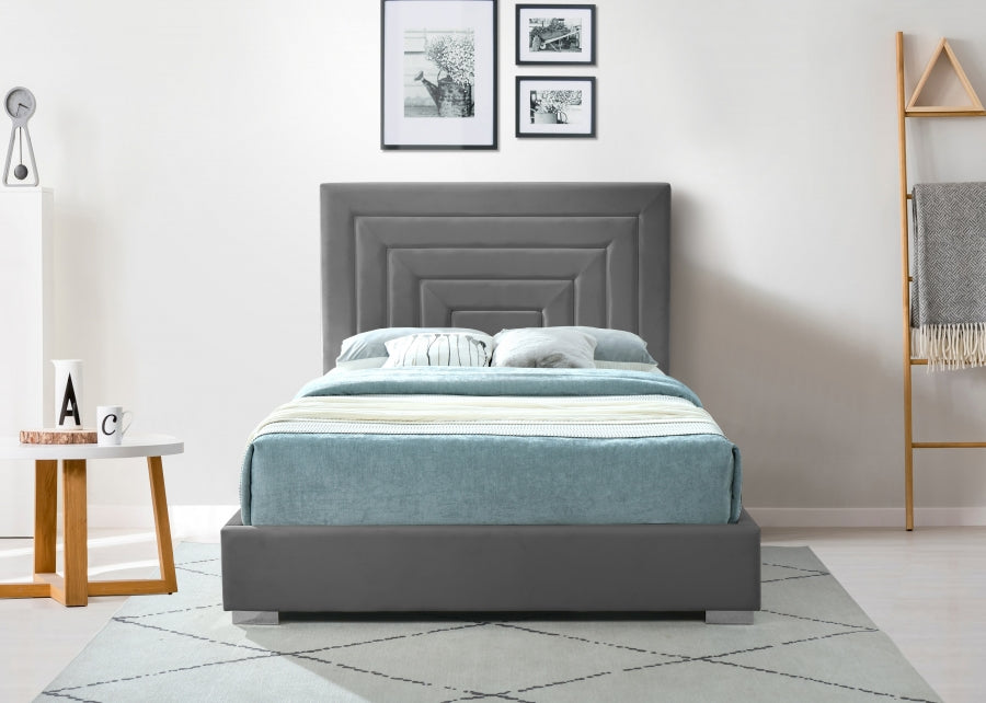 Nora Velvet Full Bed Grey - NoraGrey-F