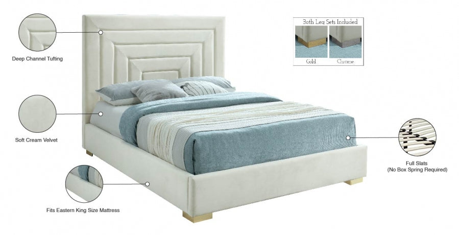 Nora Velvet King Bed Cream - NoraCream-K