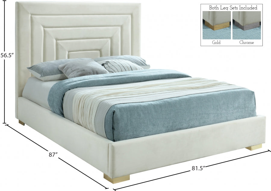 Nora Velvet King Bed Cream - NoraCream-K