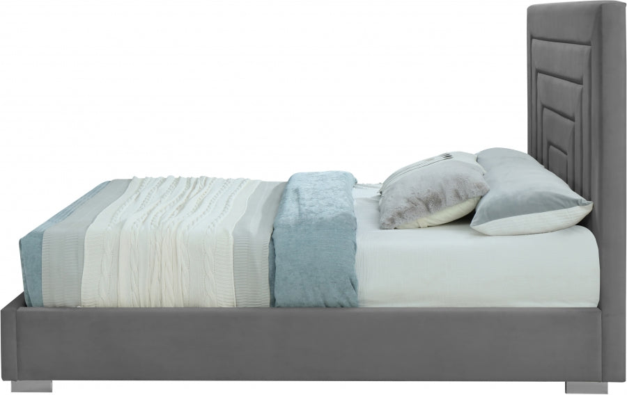 Nora Velvet King Bed Grey - NoraGrey-K