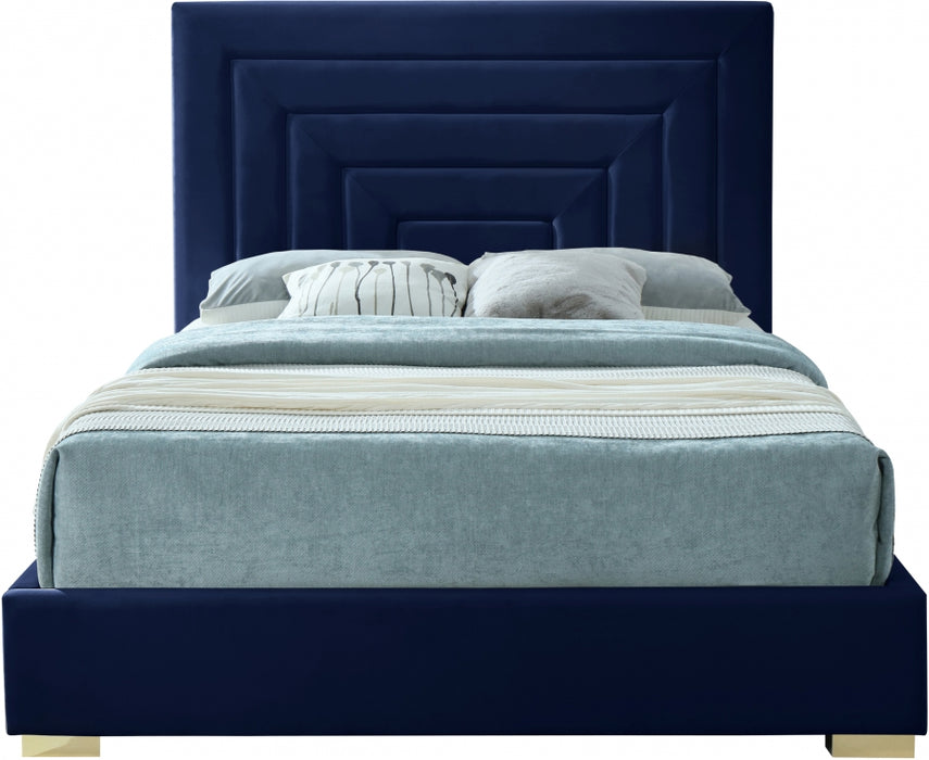 Nora Velvet Queen Bed Blue - NoraNavy-Q