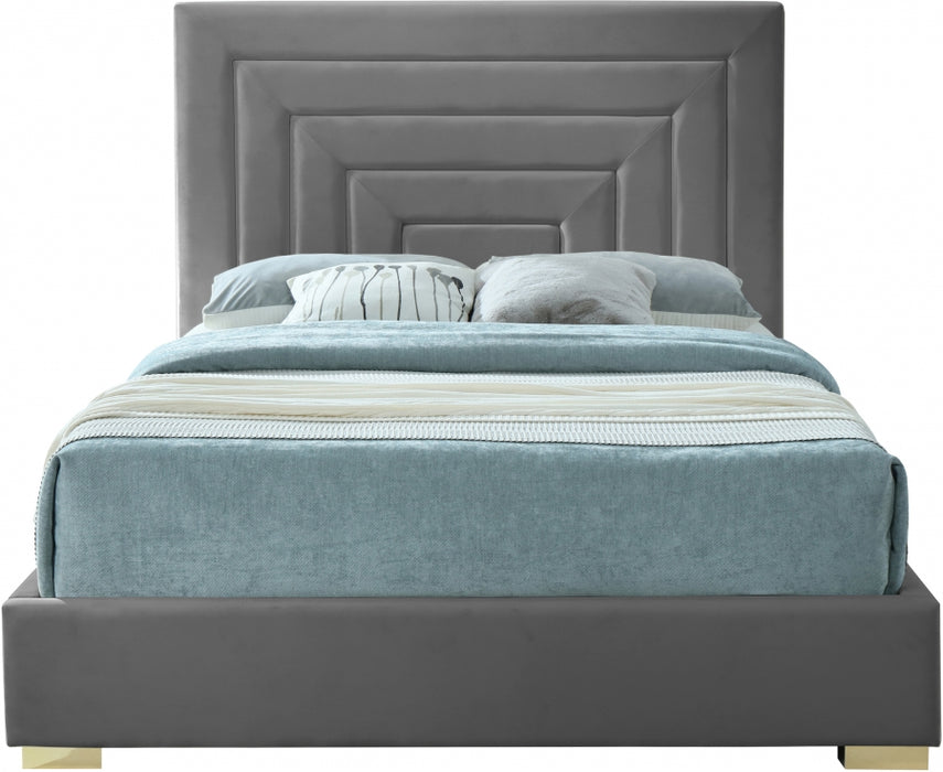 Nora Velvet Queen Bed Grey - NoraGrey-Q