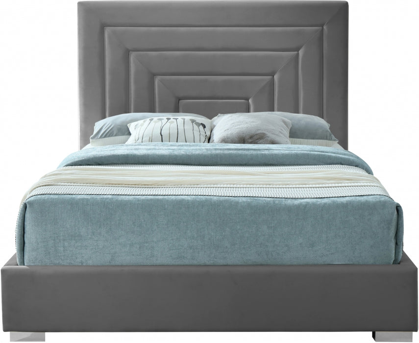 Nora Velvet Queen Bed Grey - NoraGrey-Q